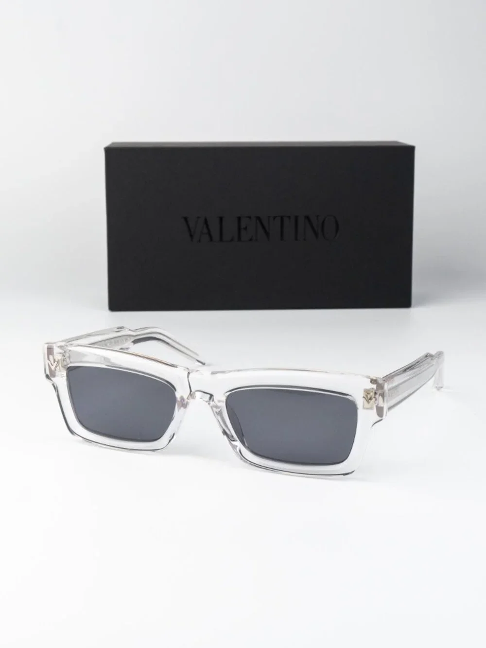 Valentino Men Sunglasses Transparent Grey Rectangle V-SHARP VLS-134 C